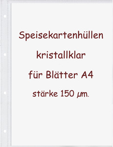Speisekartenhüllen A4 glatt kristallklar Speisekartenhüllen A4 glatt kristallklar